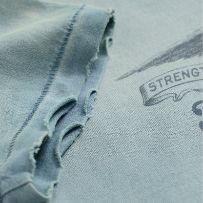 RRL By Ralph Lauren Distressed Jersey Graphic T Shirt Washed Indigo