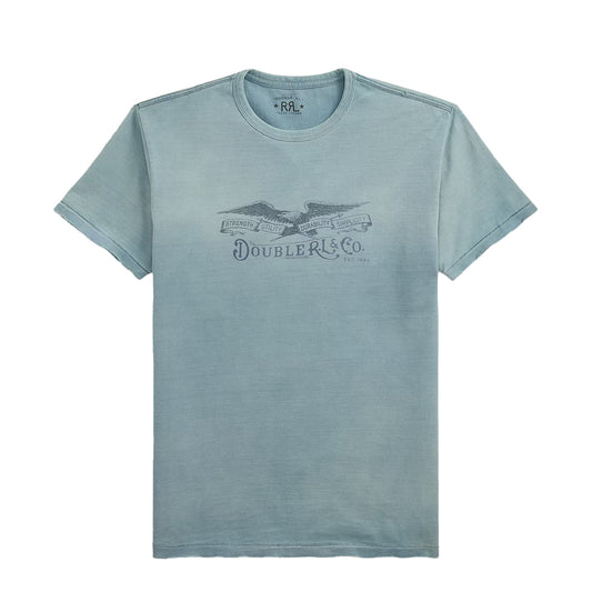 RRL By Ralph Lauren Distressed Jersey Graphic T Shirt Washed Indigo