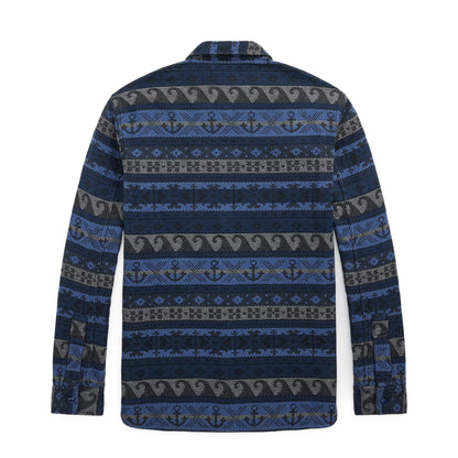 RRL By Ralph Lauren Double-Faced Jacquard Workshirt Rl-756 Navy Multi