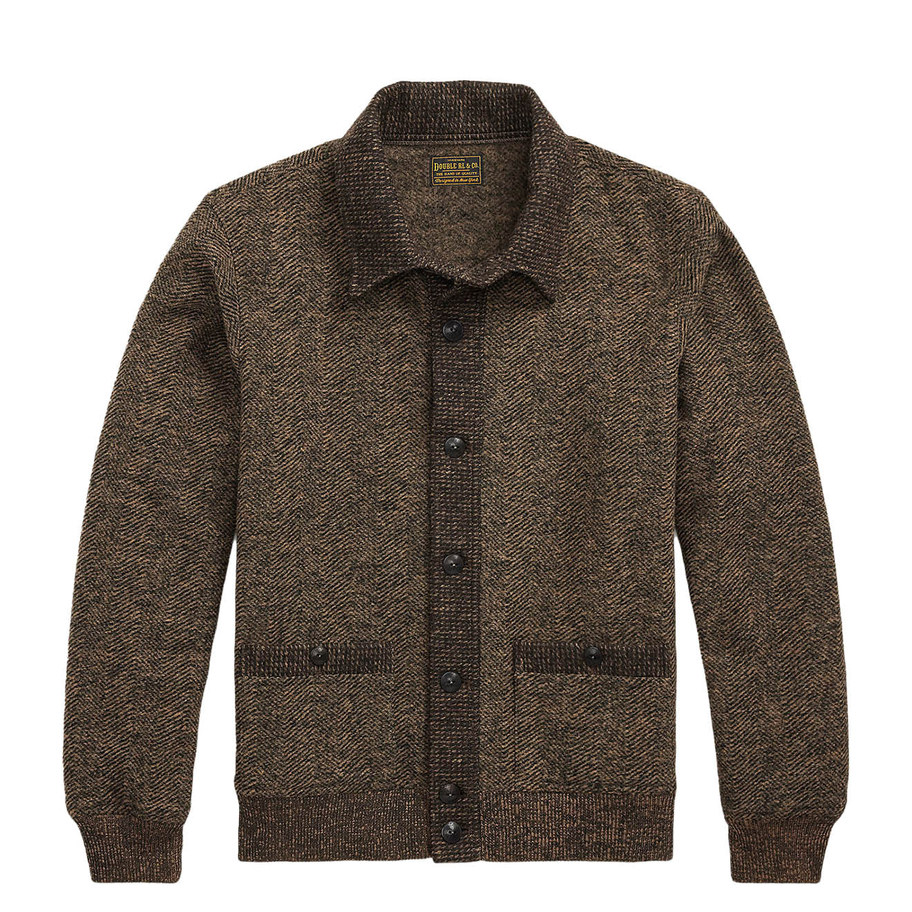 RRL By Ralph Lauren Double Knit Tweed Cardigan Brown / Multi - The Sporting Lodge