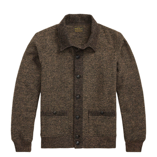 RRL By Ralph Lauren Double Knit Tweed Cardigan Brown / Multi