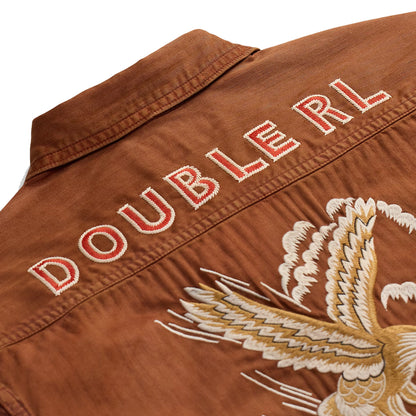 RRL By Ralph Lauren Embroidered Herringbone Twill Overshirt Brick - The Sporting Lodge