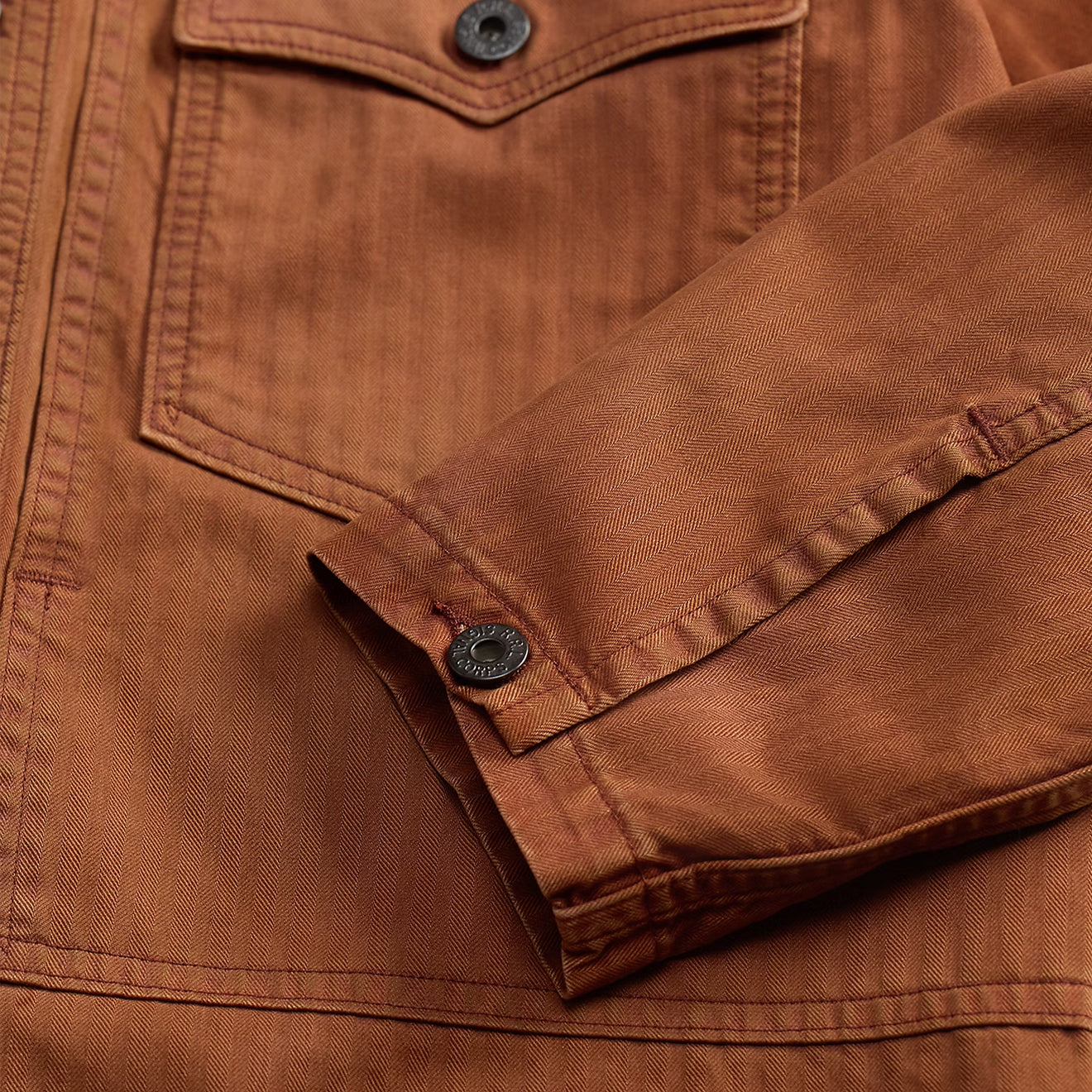 RRL By Ralph Lauren Embroidered Herringbone Twill Overshirt Brick - The Sporting Lodge