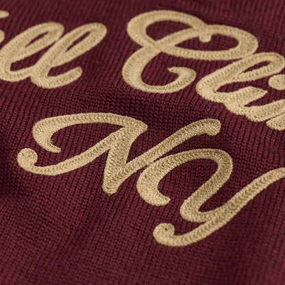 RRL By Ralph Lauren Embroidered Wool Quarter-Zip Jumper Maroon