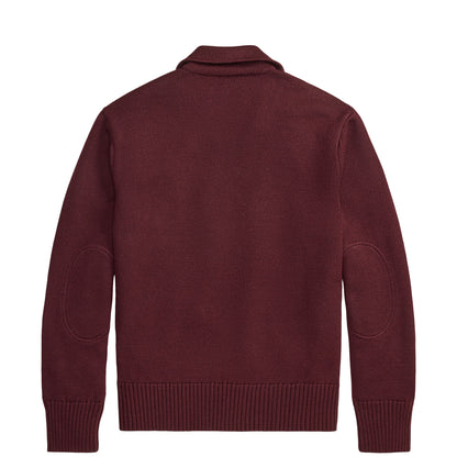 RRL By Ralph Lauren Embroidered Wool Quarter-Zip Jumper Maroon