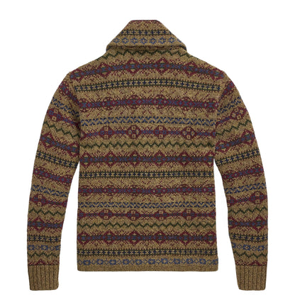 RRL By Ralph Lauren Fair Isle Wool Cardigan Loden Heather Multi