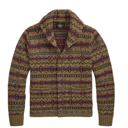 RRL By Ralph Lauren Fair Isle Wool Cardigan Loden Heather Multi
