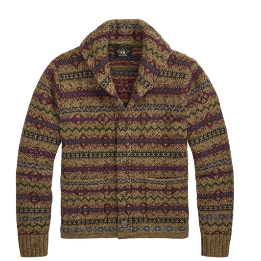 RRL By Ralph Lauren Fair Isle Wool Cardigan Loden Heather Multi