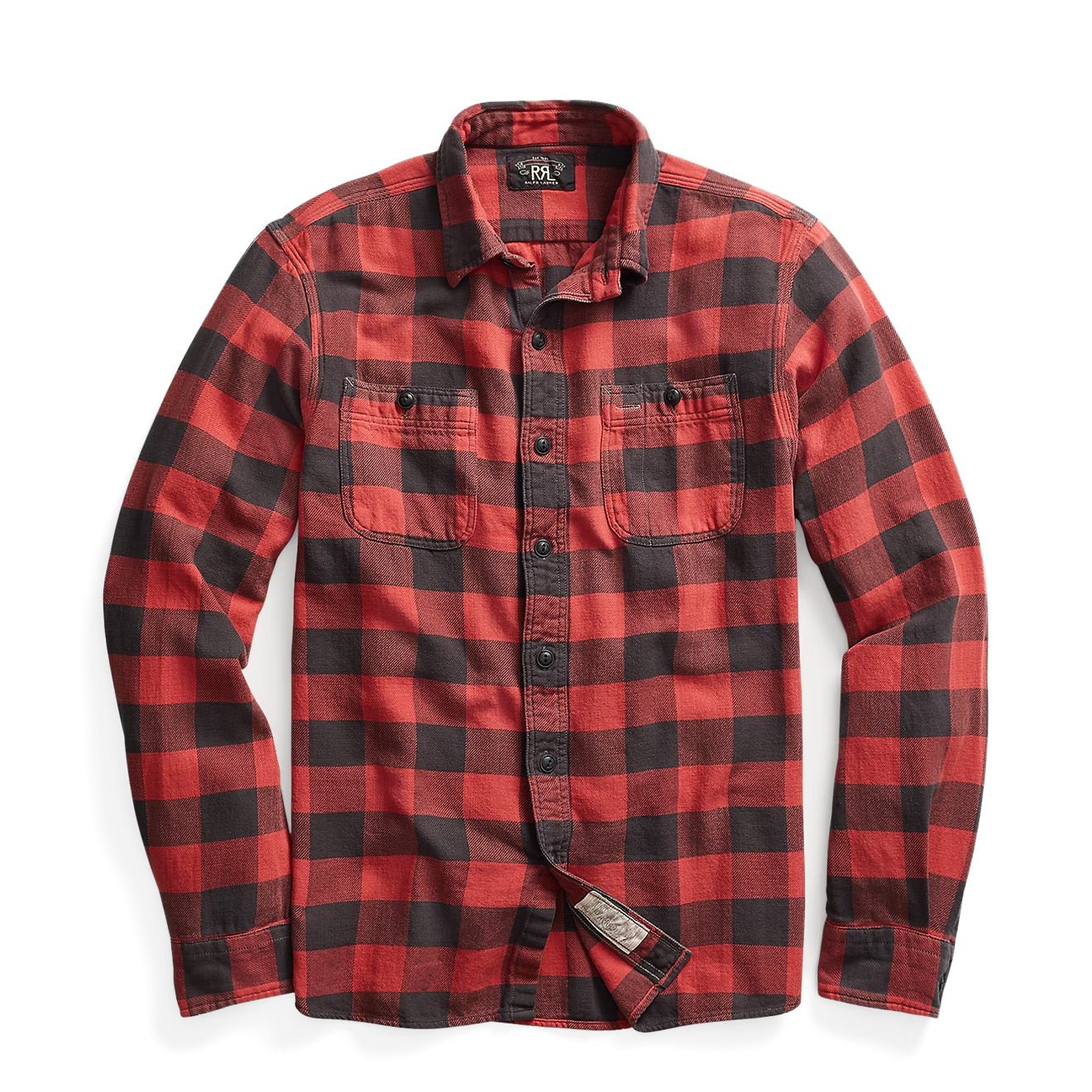 RRL By Ralph Lauren Farrell Long Sleeve Sport Shirt Rl Red Black - The Sporting Lodge