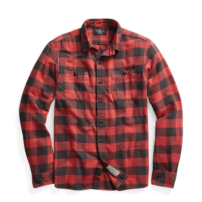 RRL By Ralph Lauren Farrell Long Sleeve Sport Shirt Rl Red Black - The Sporting Lodge