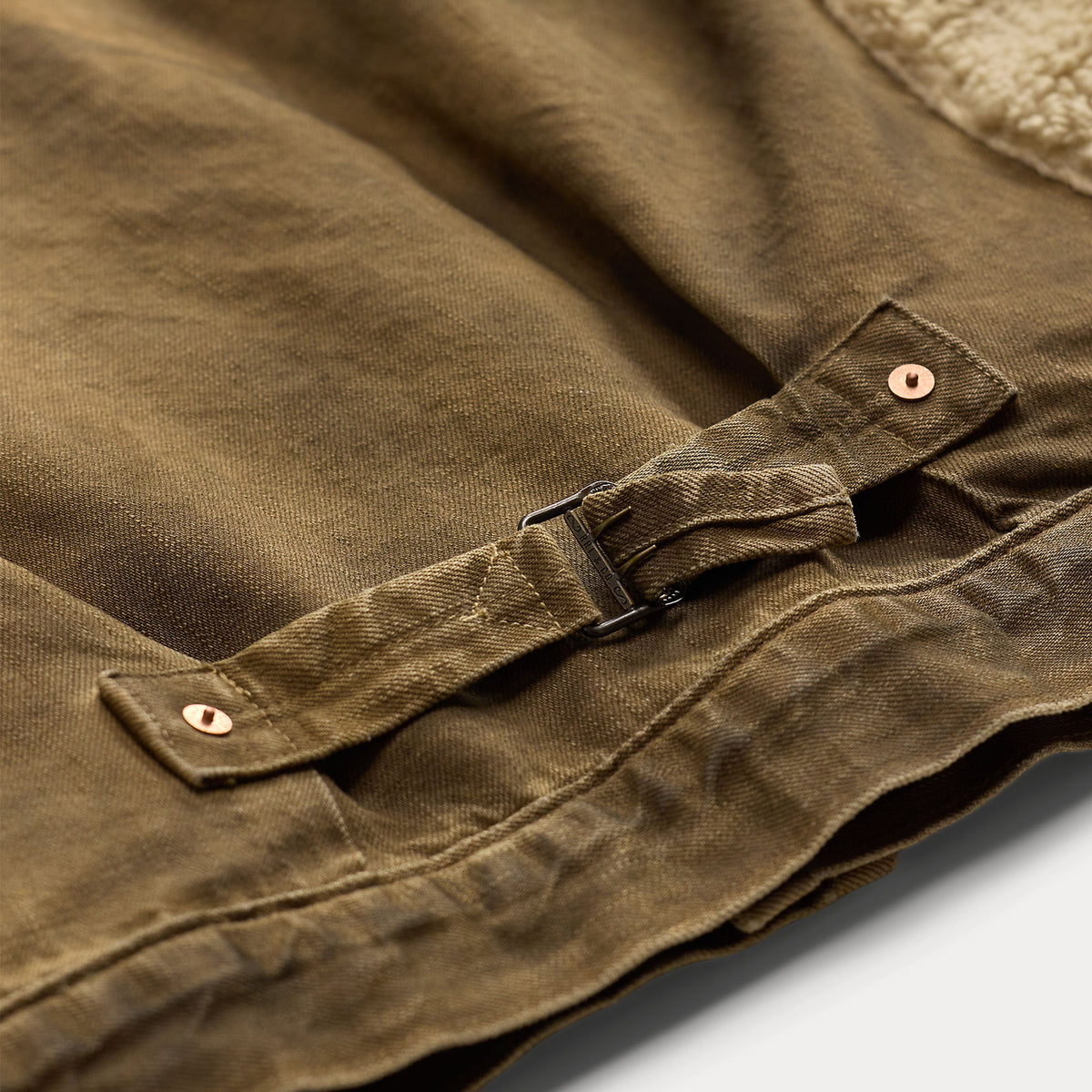 RRL By Ralph Lauren Fleece-Panel Denim Trucker Jacket Distressed Brown