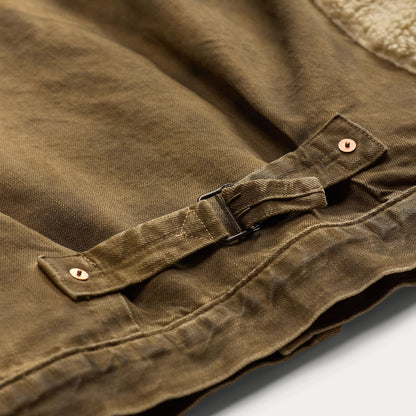 RRL By Ralph Lauren Fleece-Panel Denim Trucker Jacket Distressed Brown