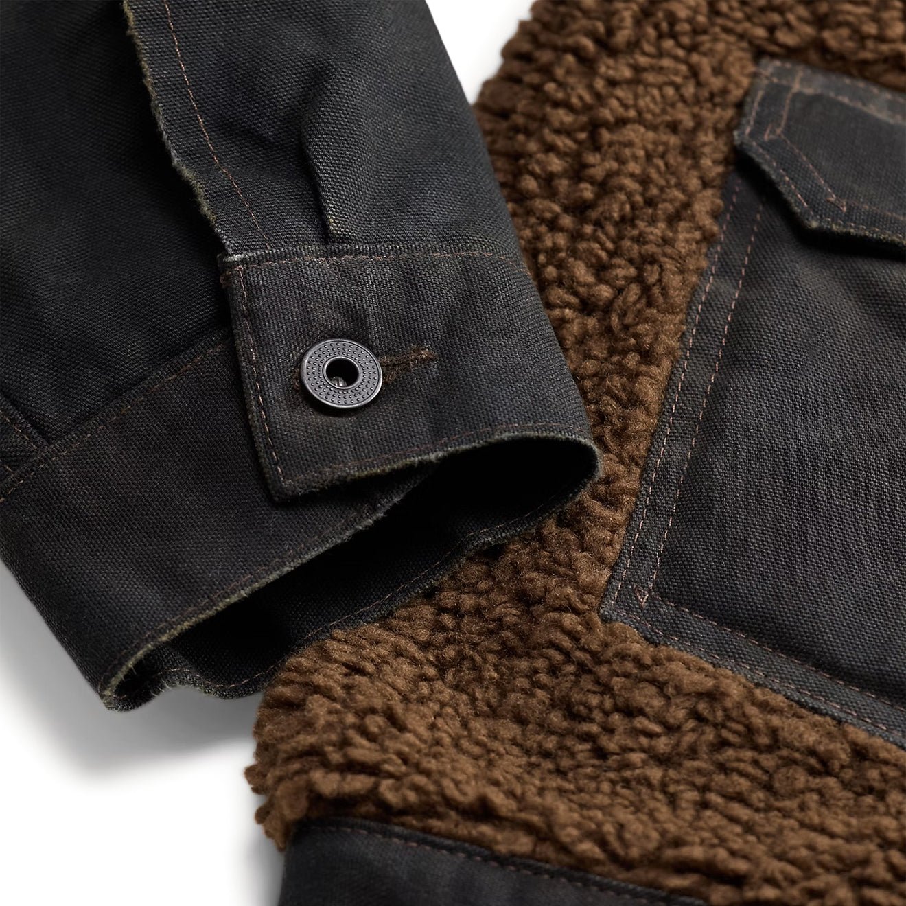 RRL By Ralph Lauren Fleece - Panelled Canvas Jacket Vintage Black / Brown