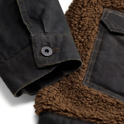 RRL By Ralph Lauren Fleece - Panelled Canvas Jacket Vintage Black / Brown