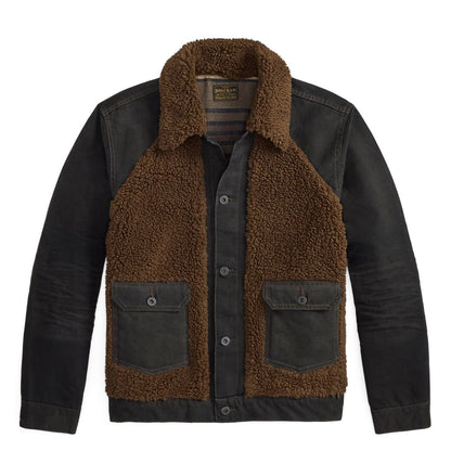 RRL By Ralph Lauren Fleece - Panelled Canvas Jacket Vintage Black / Brown
