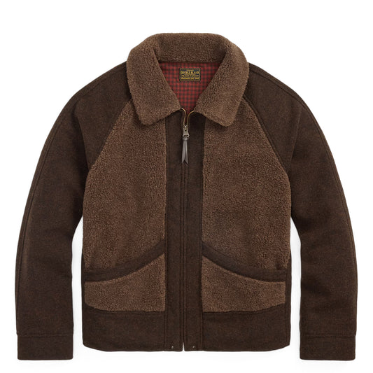 RRL By Ralph Lauren Fleece-Panelled Jacquard Jacket Brown / Multi