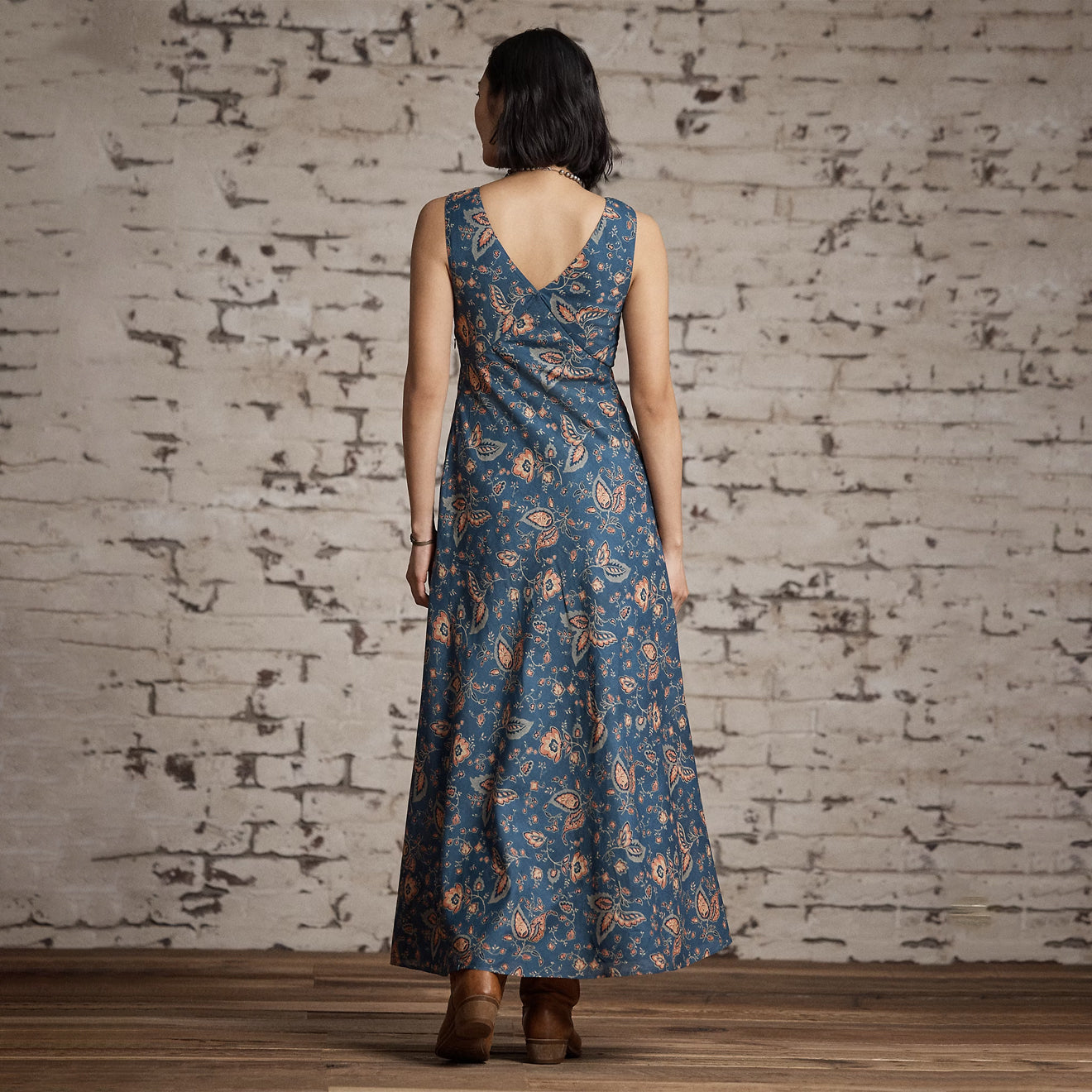 RRL By Ralph Lauren Flora Dress Sleeveless Day Dress Faded Blue / Multi