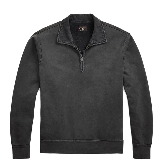 RRL By Ralph Lauren French Terry Quarter Zip Faded Black - The Sporting Lodge