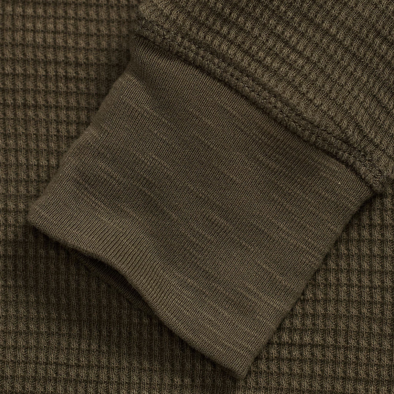 RRL By Ralph Lauren Garment-Dyed Waffle-Knit Crewneck Olive Brown - The Sporting Lodge