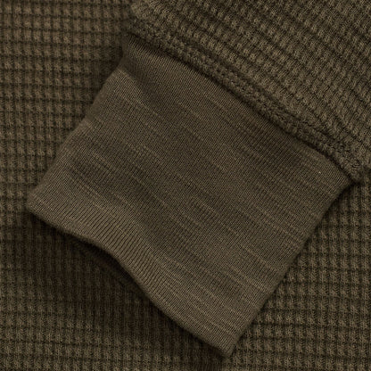 RRL By Ralph Lauren Garment-Dyed Waffle-Knit Crewneck Olive Brown - The Sporting Lodge