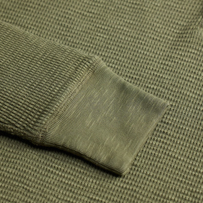 RRL By Ralph Lauren Garment-Dyed Waffle-Knit Henley Shirt Tree Green