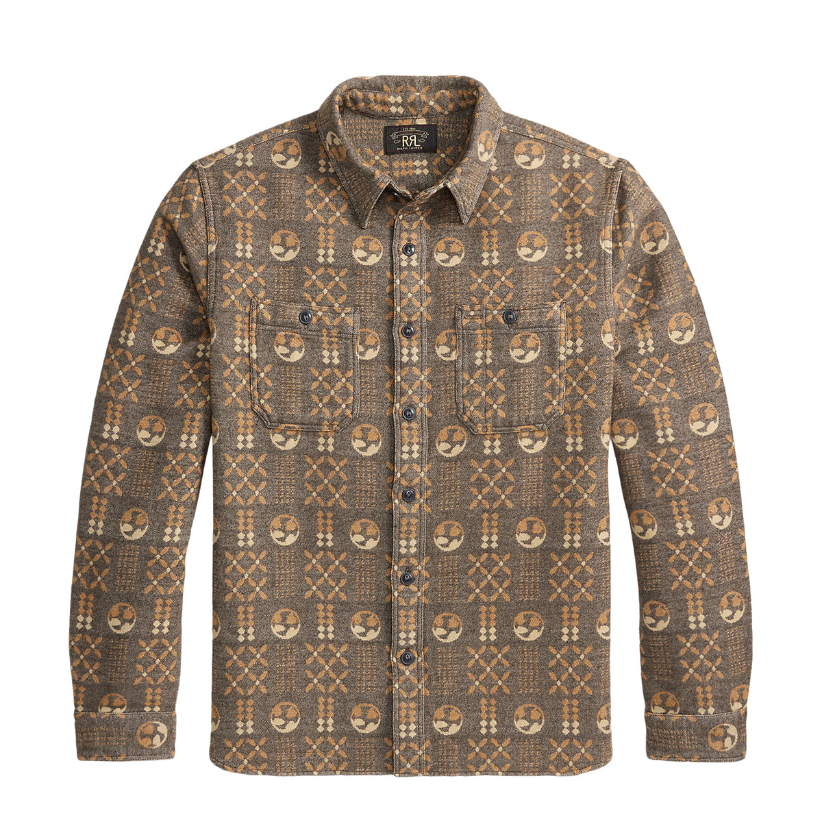 RRL By Ralph Lauren Geometric Jacquard Workshirt Grey / Orange
