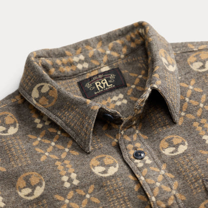RRL By Ralph Lauren Geometric Jacquard Workshirt Grey / Orange
