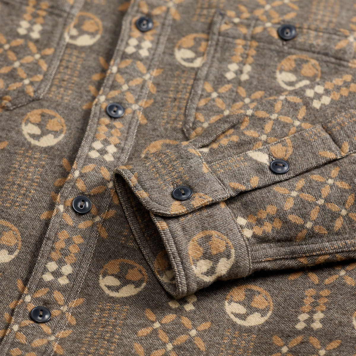RRL By Ralph Lauren Geometric Jacquard Workshirt Grey / Orange