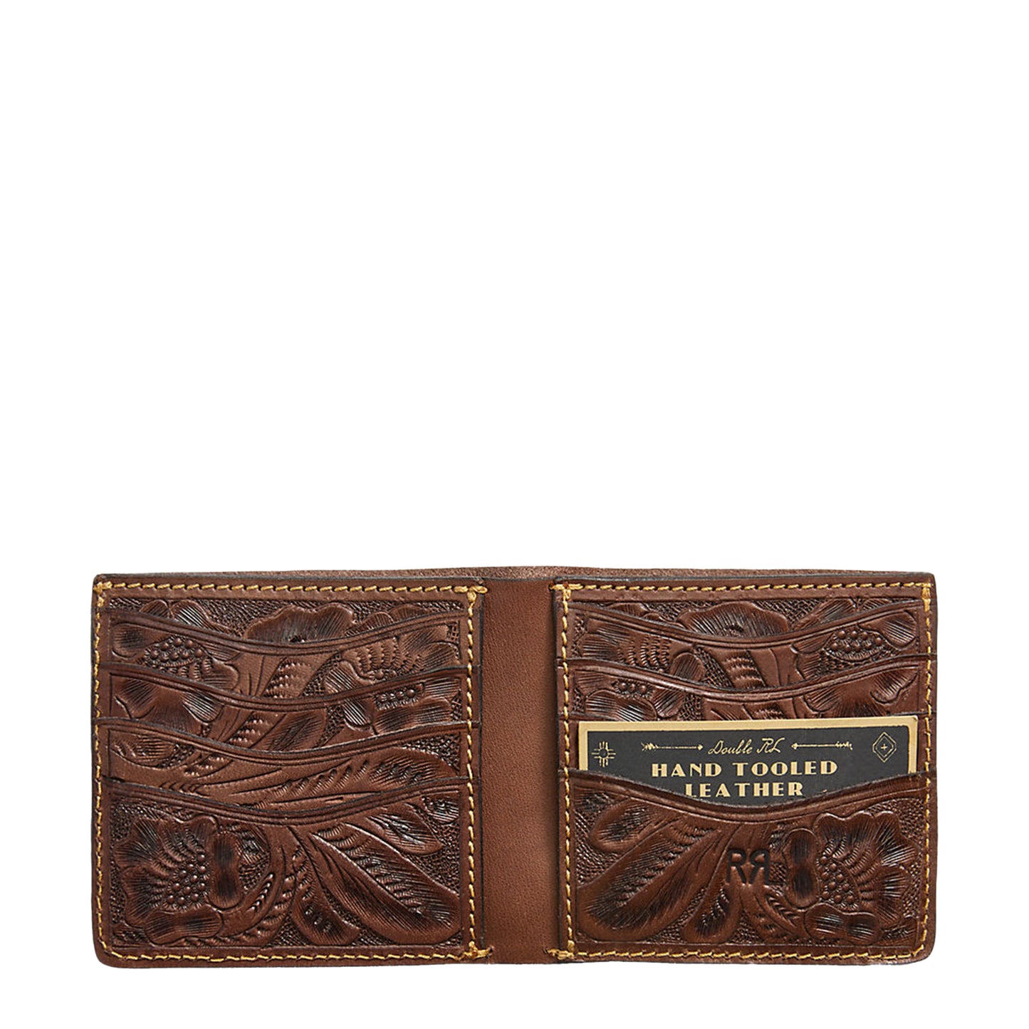 RRL By Ralph Lauren Hand-Tooled Leather Billfold Brown