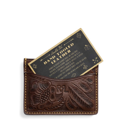 RRL By Ralph Lauren Hand Tooled Leather Card Case Brown