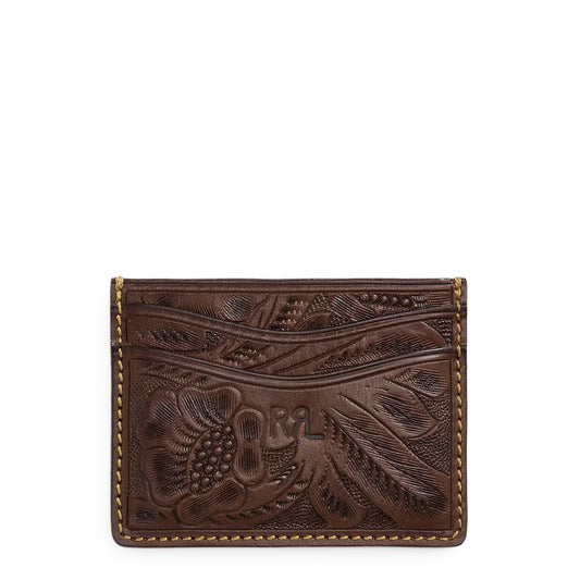 RRL By Ralph Lauren Hand Tooled Leather Card Case Brown