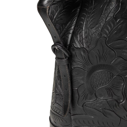 RRL By Ralph Lauren Hand Tooled Leather Weekender Bag Black