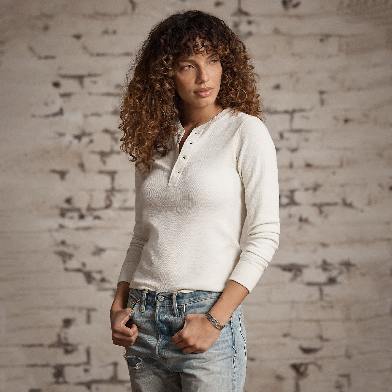 RRL By Ralph Lauren Henley Long Sleeve Pullover Paper White - The Sporting Lodge