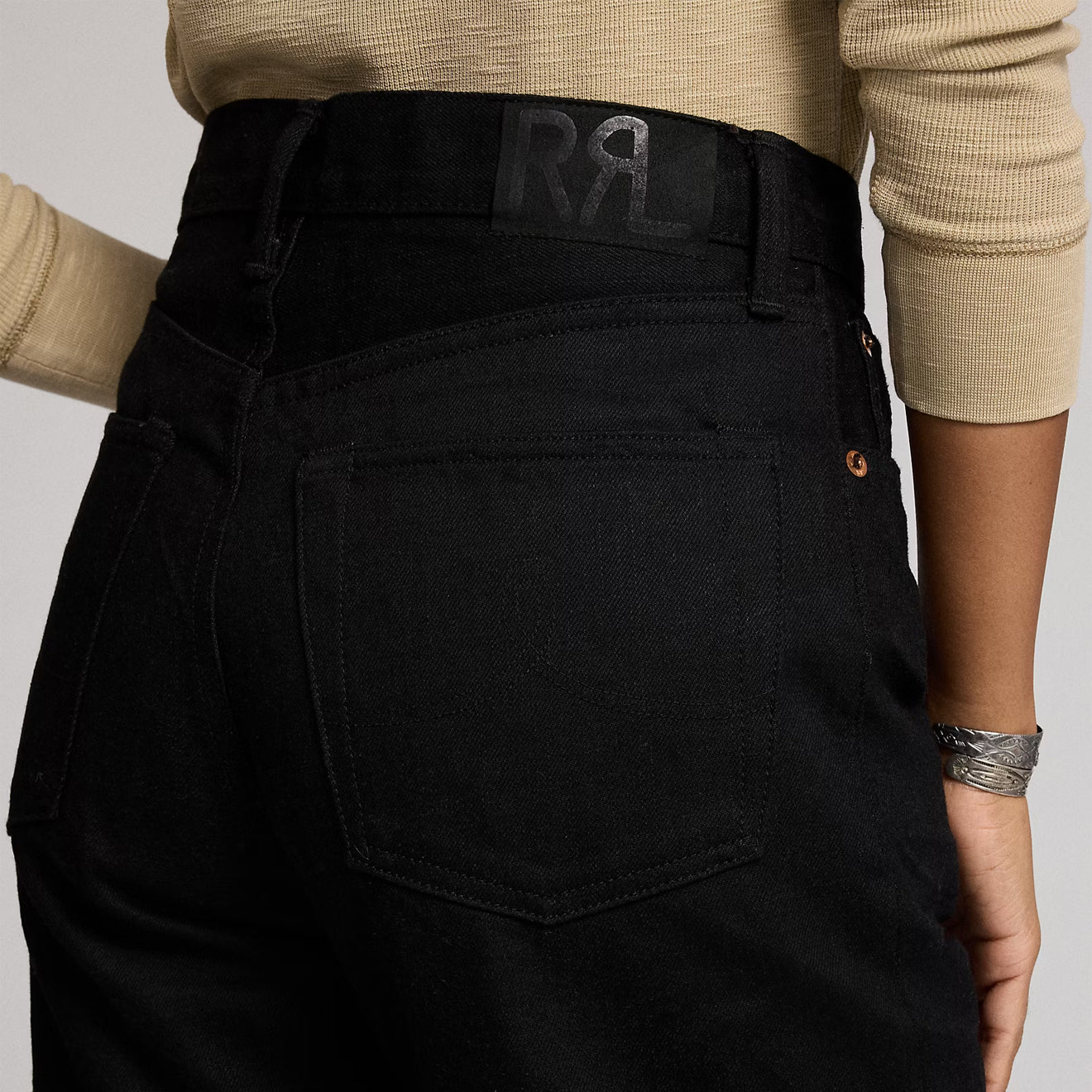 RRL By Ralph Lauren High Boy Fit Black Selvedge Jean Black