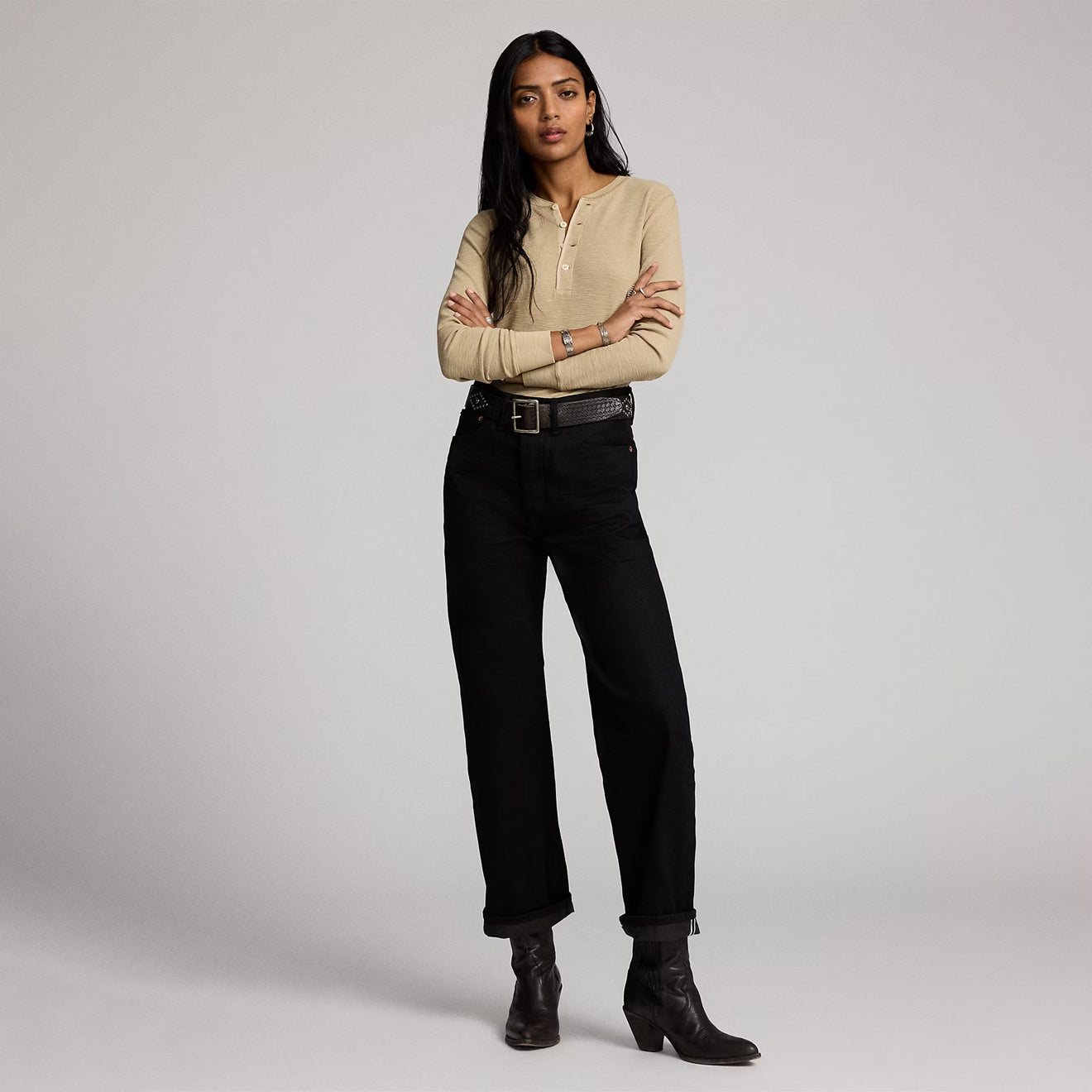 RRL By Ralph Lauren High Boy Fit Black Selvedge Jean Black