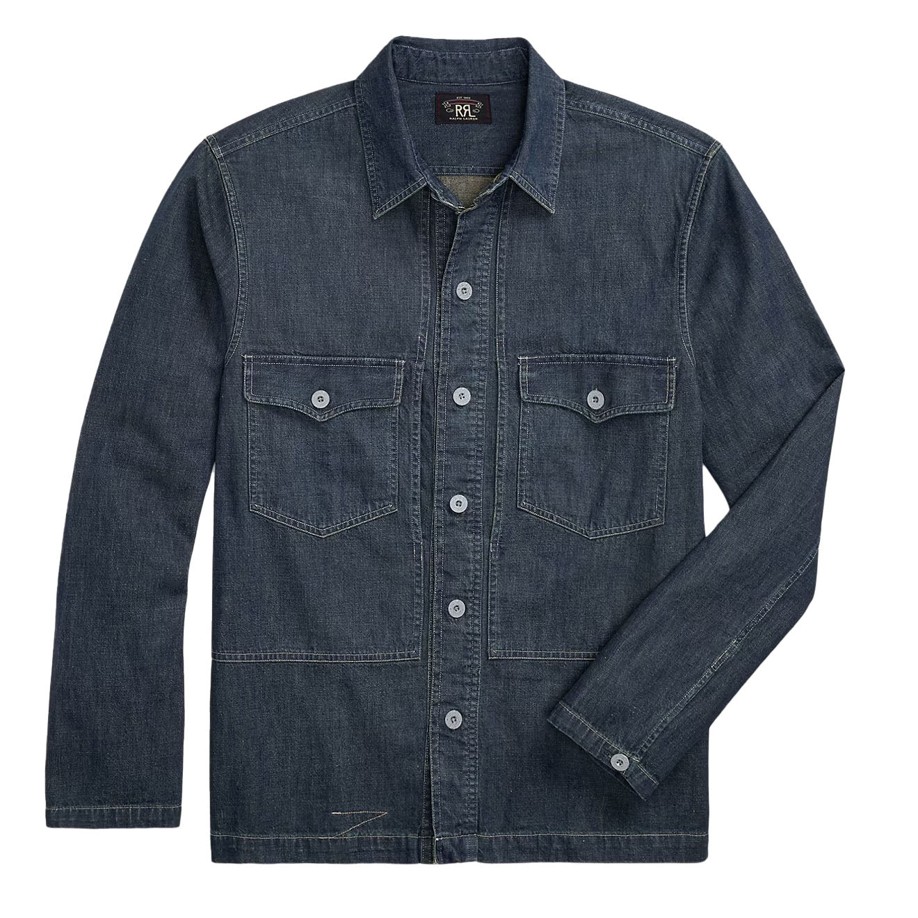 RRL By Ralph Lauren Indigo Denim Overshirt Dark Wash - The Sporting Lodge