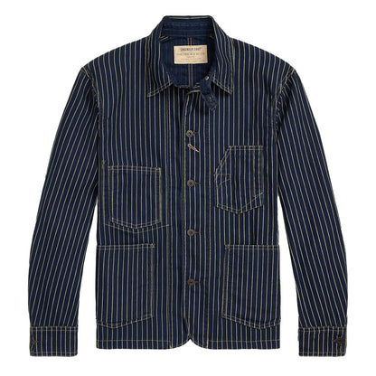 RRL By Ralph Lauren Indigo Dot-Stripe Twill Engineer Coat Indigo Rinse - The Sporting Lodge