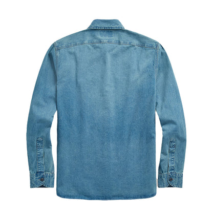 RRL By Ralph Lauren Indigo Herringbone Twill Workshirt Faded Indigo