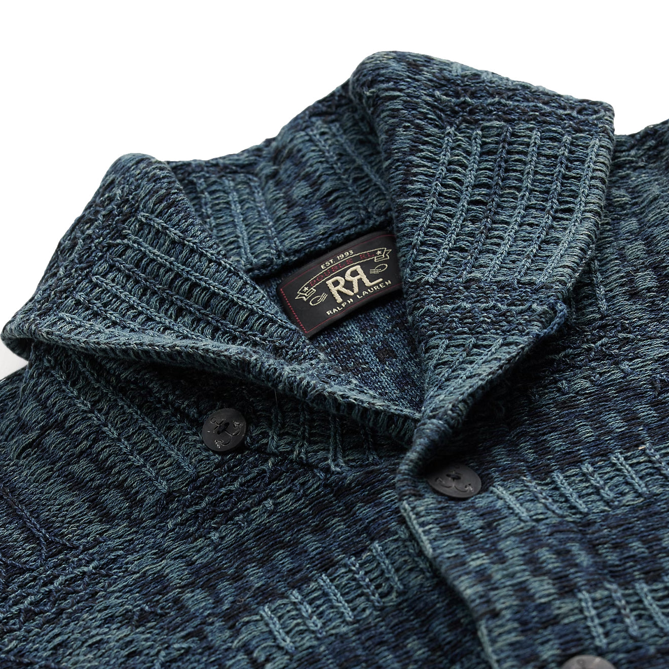 RRL By Ralph Lauren Indigo Jacquard Knit Cotton Cardigan