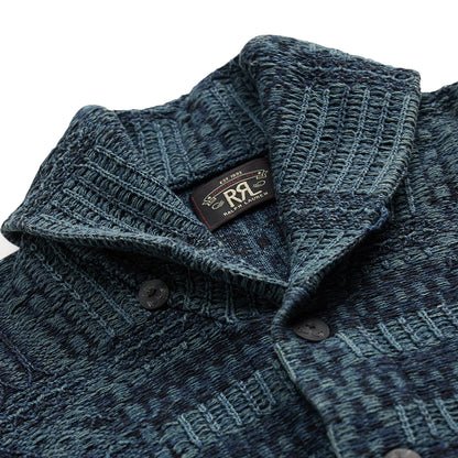 RRL By Ralph Lauren Indigo Jacquard Knit Cotton Cardigan Indigo Multi - The Sporting Lodge