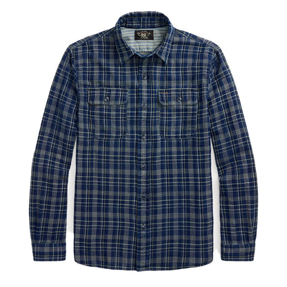 RRL By Ralph Lauren Indigo Plaid Double-Faced Workshirt Indigo Plaid/Strip - The Sporting Lodge