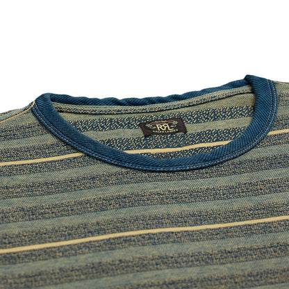 RRL By Ralph Lauren Indigo Striped Jacquard T-Shirt Cream/Multi - The Sporting Lodge