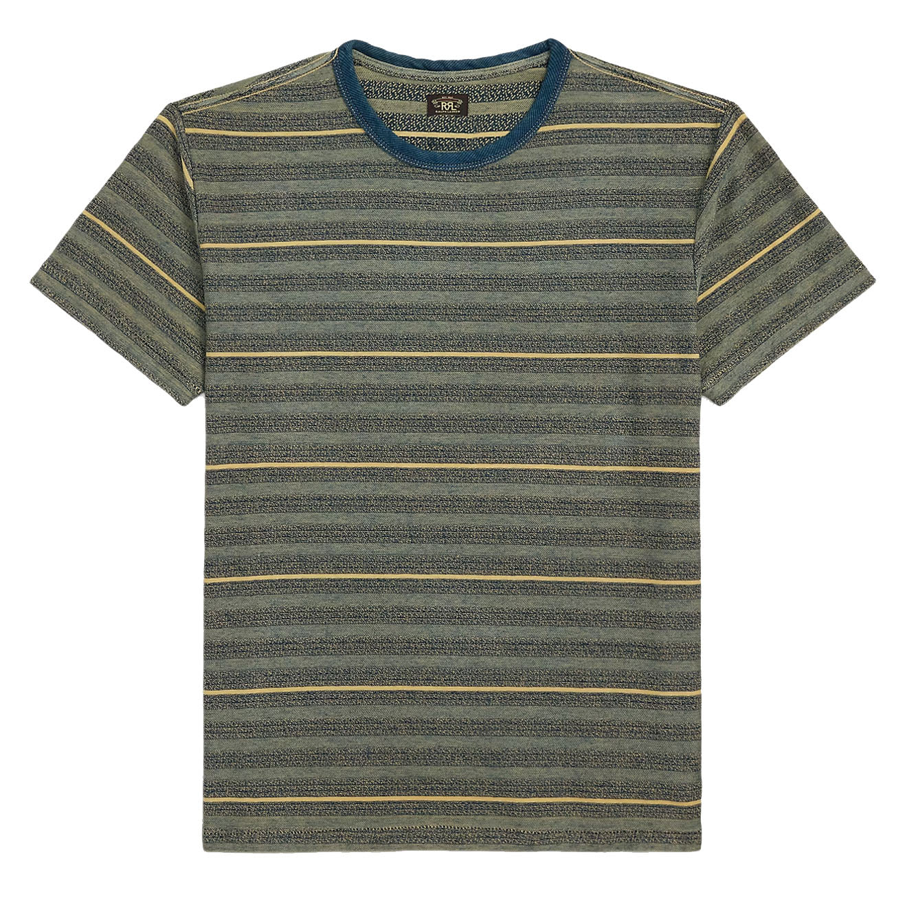 RRL By Ralph Lauren Indigo Striped Jacquard T-Shirt Cream/Multi - The Sporting Lodge