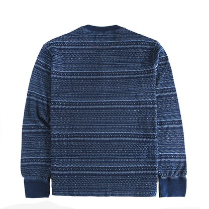 RRL By Ralph Lauren Jacquard Henley Long Sleeve Pullover Indigo / Multi - The Sporting Lodge