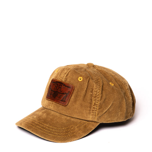 RRL By Ralph Lauren Leather-Patch Corduroy Trucker Cap Tan - The Sporting Lodge