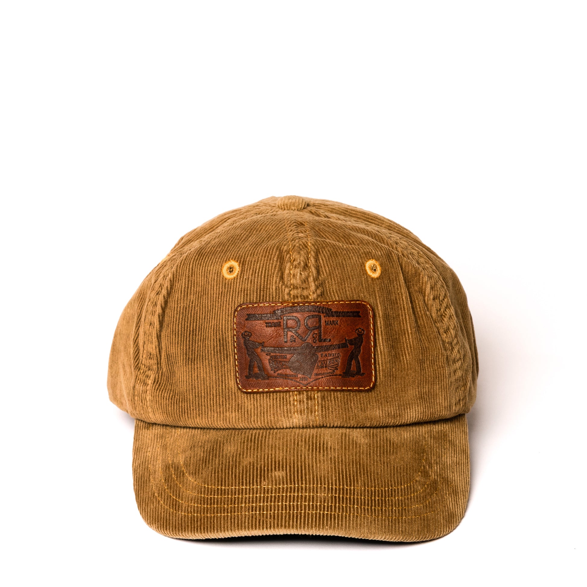 RRL By Ralph Lauren Leather-Patch Corduroy Trucker Cap Tan - The Sporting Lodge