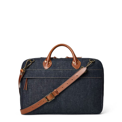 RRL By Ralph Lauren Leather-Trim Indigo Denim Briefcase Indigo - The Sporting Lodge