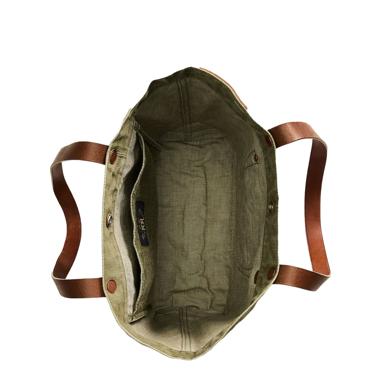 RRL By Ralph Lauren Leather-Trim Twill Tote Olive - The Sporting Lodge