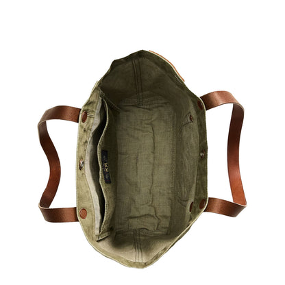 RRL By Ralph Lauren Leather-Trim Twill Tote Olive - The Sporting Lodge