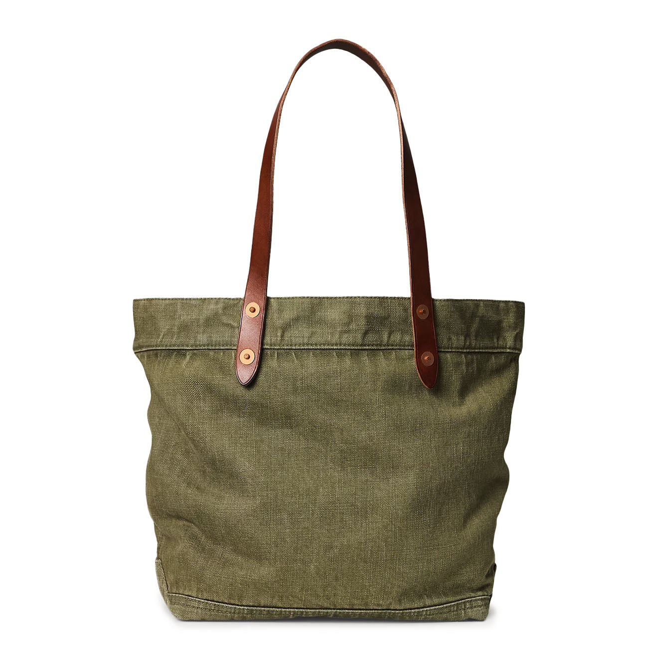 RRL By Ralph Lauren Leather-Trim Twill Tote Olive - The Sporting Lodge